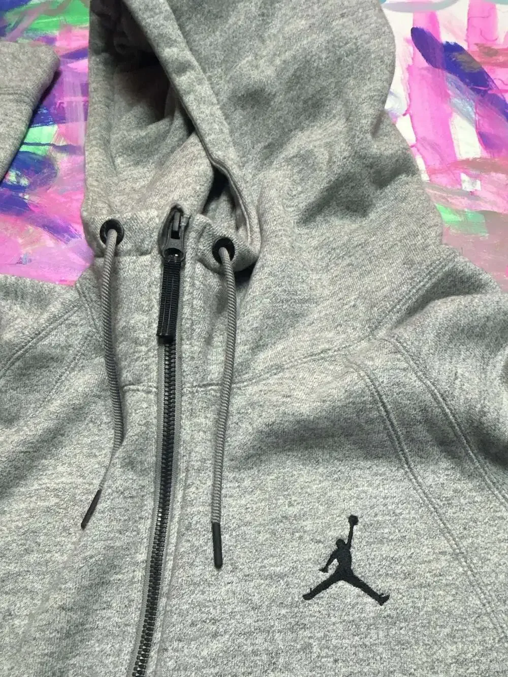 Jordan Sportswear Wings Fleece Men's Full-Zip Hoodie Grey Heather/Black